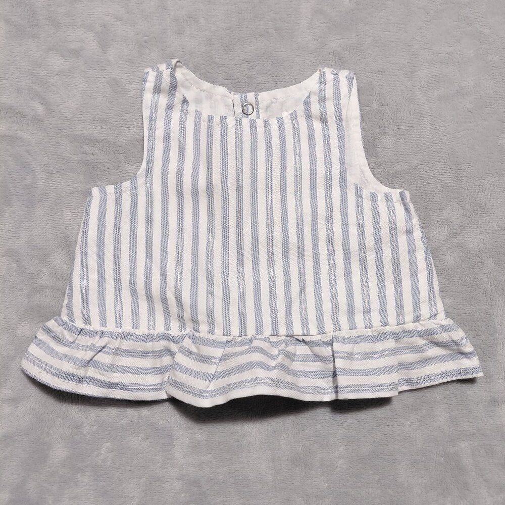 NwoT 0-3M Baby Cat & Jack Cotton Lined Metallic Thread Striped Ruffle Summer Top